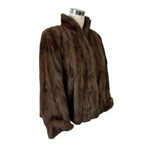 Rabbit Fur Cape Vintage 1940s Bernard Held Brown Fur Capelet Jacket Size ML